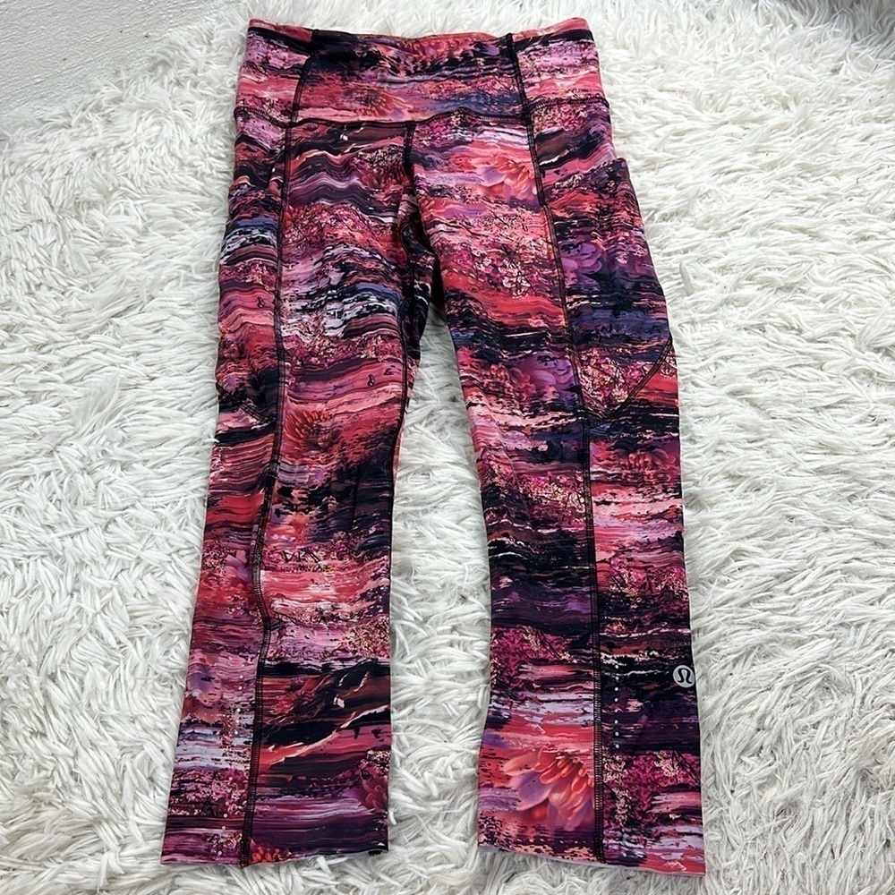 Lululemon Fast & Free Crop II *Nulux 19" Dahliascape Multi